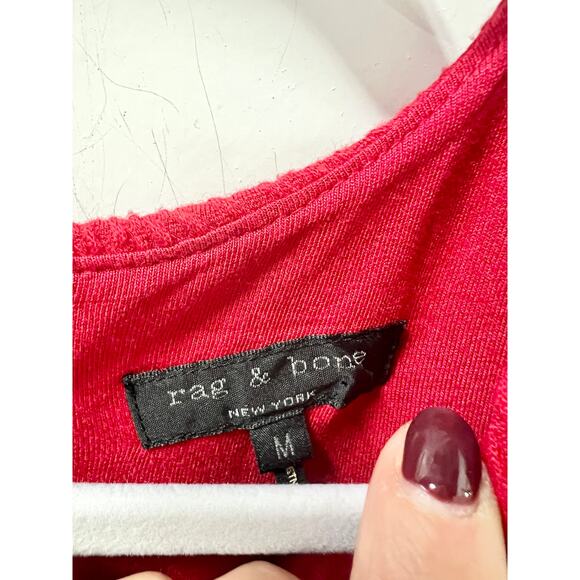 Rag & Bone Geneva Textured Sleeveless Fit & Flare Mini Dress Red Women's Size M - Picture 5 of 7